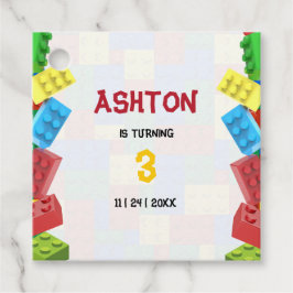 Bygger Blockerar födelsedagsinbjudan, pojkar födel Gåvor Etiketter