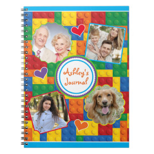 Bygger blockerar Skrapbook-familjfoto Journal Anteckningsbok