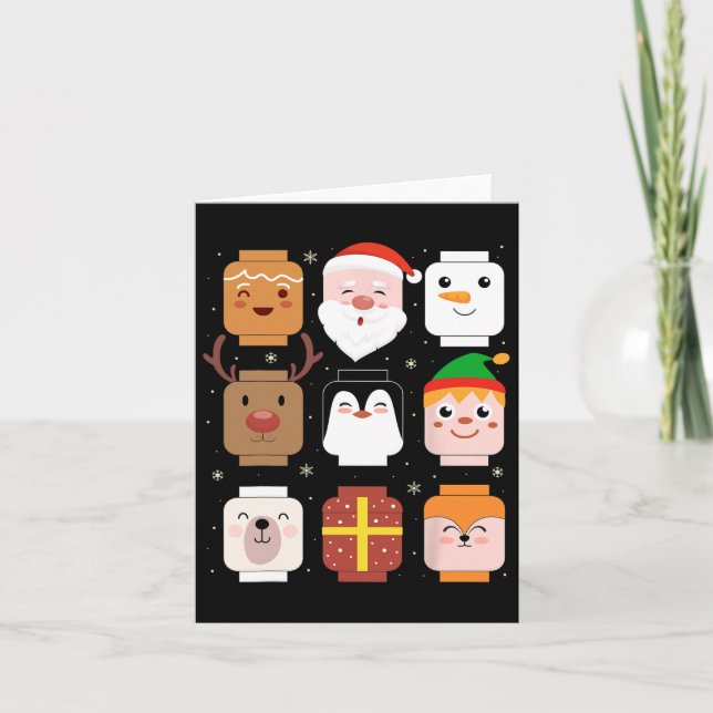Bygger Brick Santa Elf Friends jul Boys Me Kort (Framsida)