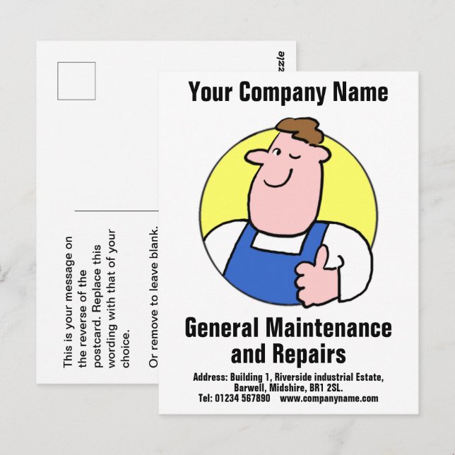 Bygger vykort för underhåll och reparationer (Fram/baksida)