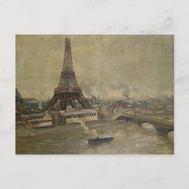 Bygget av Eiffel Torn Vykort (Framsida)