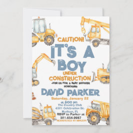 Byggfest - Det är en pojke! Dumperbilkalas Inbjudningar