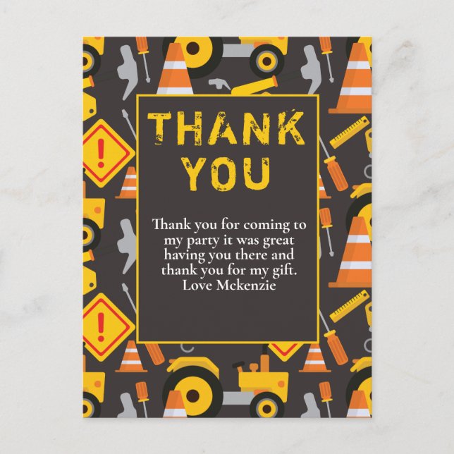 Byggfirande Födelsedagsfest Tack Vykort (Framsida)