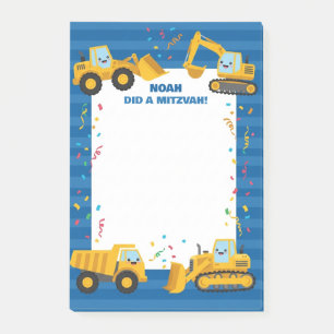 Byggfordon Personlig Mitzvah Post-it Block