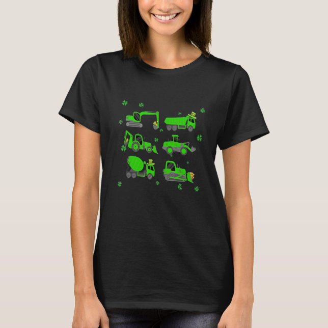 Bygghuvator Lastbil Bulldozer Fordon Pat T Shirt (Framsida)