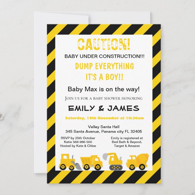Bygginbjudan, Baby Shower, Födelsedag Inbjudningar (Framsida)