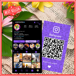 Byggkonstruktion Instagram Lila | QR-kod Visitkort