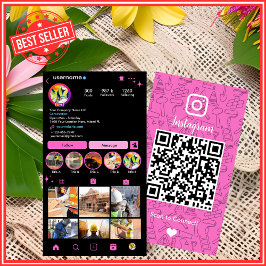 Byggkonstruktion Instagram Rosa | QR-kod Visitkort