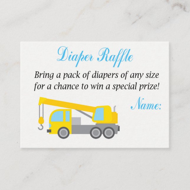 Byggkran Diaper Raffle Biljett (Framsida)
