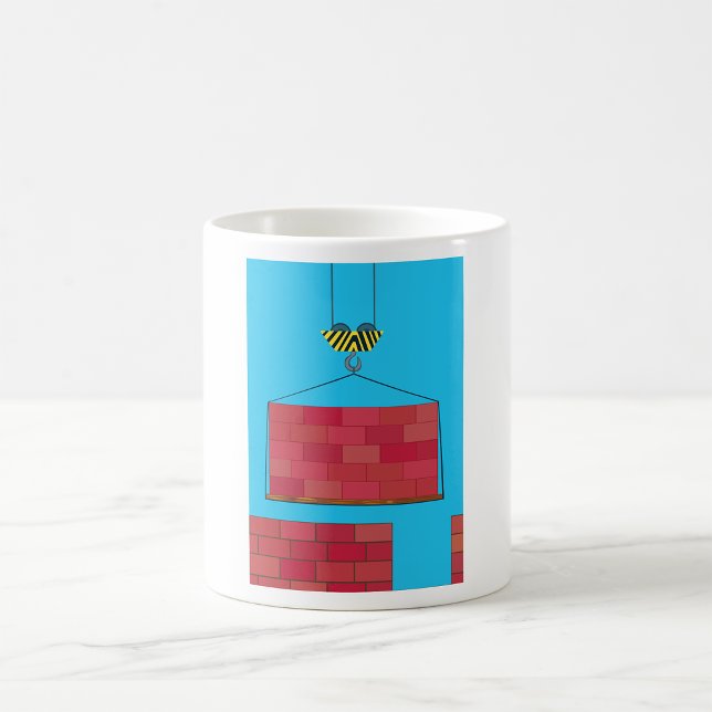 Byggkranens lyftbrickvägg kaffemugg (Skapare uppladdad)
