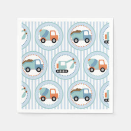 ByggLastbilar - Cute Blue White Pappersservett