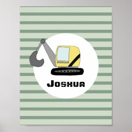 Byggmaskin Grävmaskin och Namn Barn Poster
