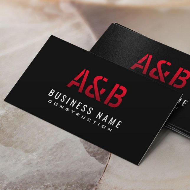 Byggmonogram Red Bold Initialer Plain Visitkort (Skapare uppladdad)