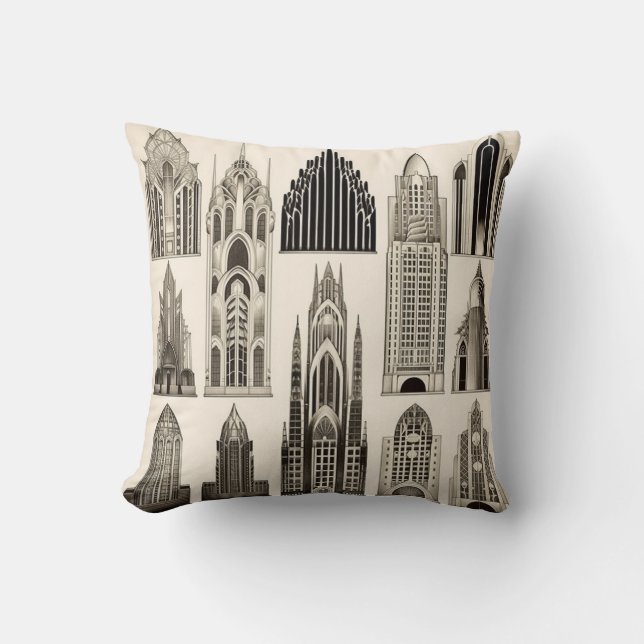 Byggnad 2 - Art Deco Mönster Blend Dekorativ kudde (Framsida)