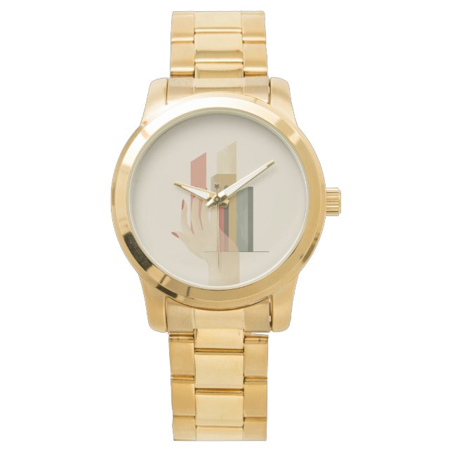 Byggnad Artist Oversized Guld Bracelet Watch Armbandsur (Framsida)