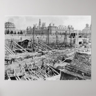 Byggnad av Hotellet-Dieu, Paris, c.1866 Poster