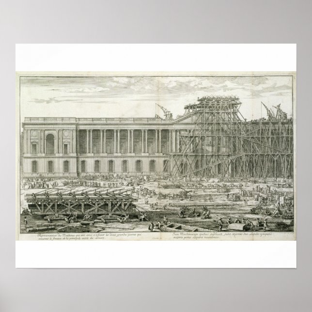 Byggnad av huvudingången till Louvre, Paris Poster (Framsidan)