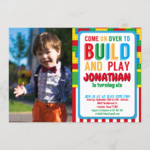 Byggnad Block Birthday Bricks Party Photo