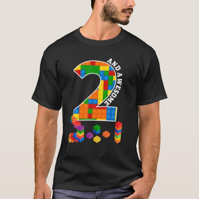 Byggnad block Bricks 2 år gammal Fantastisk Birthd T Shirt (Framsida)