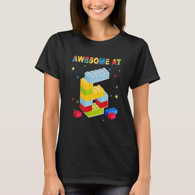 Byggnad block Bricks 6 år gamla Fantastisk 6e Bir T Shirt (Framsida)