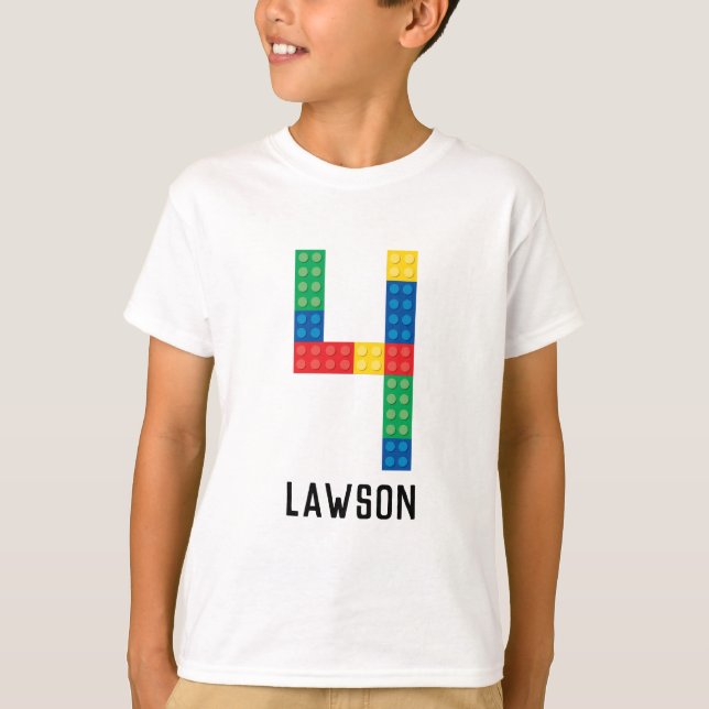 Byggnad Block Party Shirt för 4e födelsedagen T Shirt (Framsida)