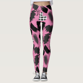 byggnad block.Svartvit.w.01x4 Rosa BG Leggings