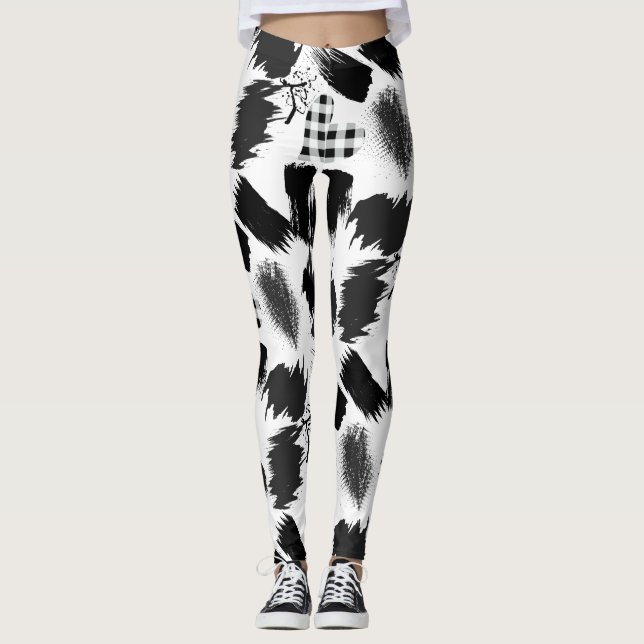 byggnad block.Svartvitt.w.01x4 Leggings (Framsida)