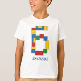 Byggnad Blocks Birthday Bricks 6 år T-Shirt