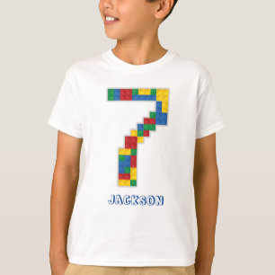 Byggnad Blocks Birthday Bricks 7 år T Shirt