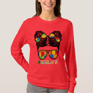 Byggnad Brick Shirt Leopard Print Messy Bun T