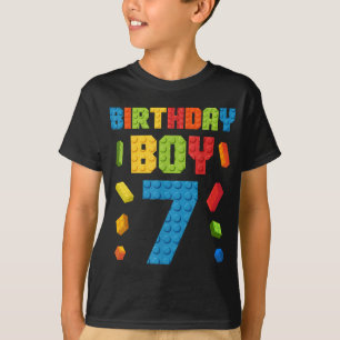 Byggnad Bricks 7:e Birthday Boy sju år T Shirt