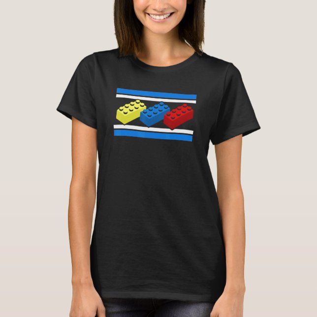 Byggnad Bricks Blockar Master Builder Ingenjör Con T Shirt (Framsida)