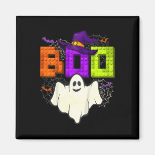 Byggnad Bricks Boo Halloween Ghost Witch Group Bo Magnet