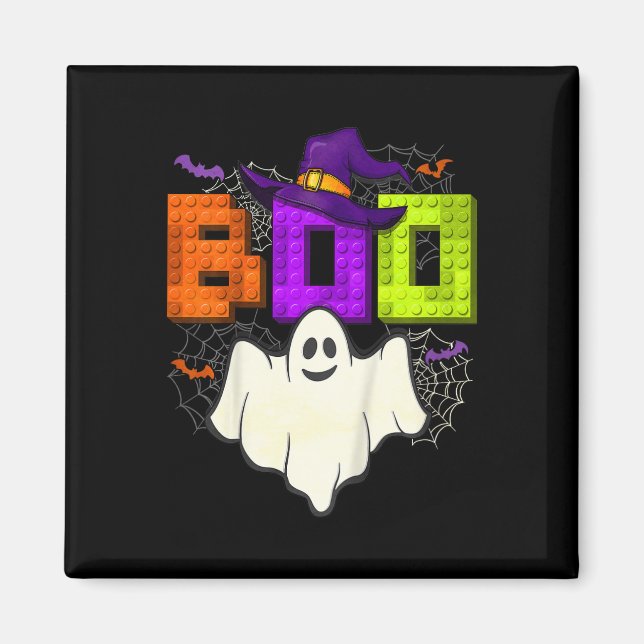 Byggnad Bricks Boo Halloween Ghost Witch Group Bo Magnet (Framsidan)
