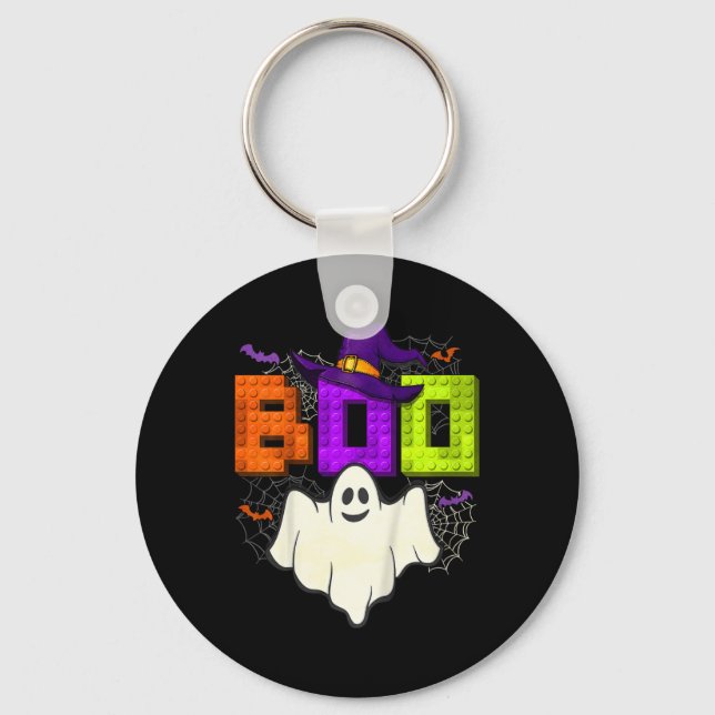 Byggnad Bricks Boo Halloween Ghost Witch Group Bo Nyckelring (Framsida)