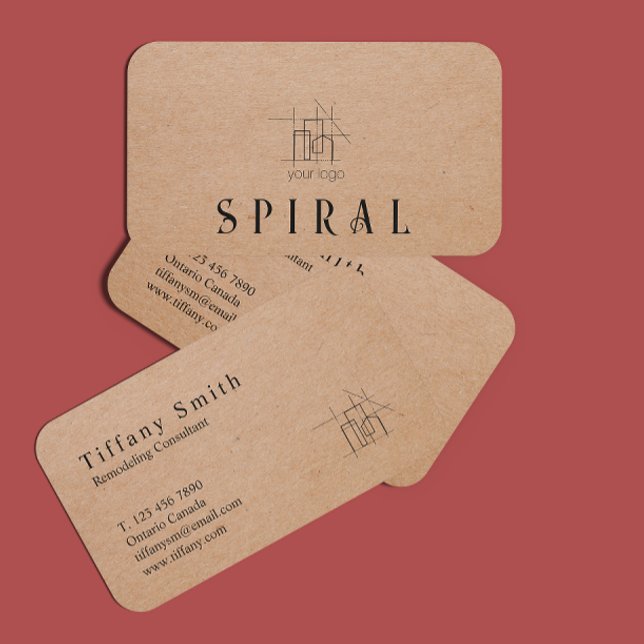 Byggnad Byggentreprenör Kraft Papper Visitkort (Building Construction Contractor Kraft Paper Business Card)