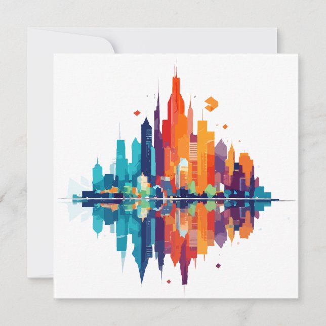 Byggnad Cityscape Modern Skyscrapers City Life Kort (Framsida)