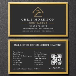 Byggnad Construction Black Guld Metall QR-kod Visitkort