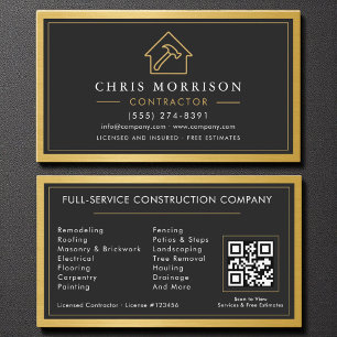 Byggnad Construction Black Guld Metall QR-kod Visitkort