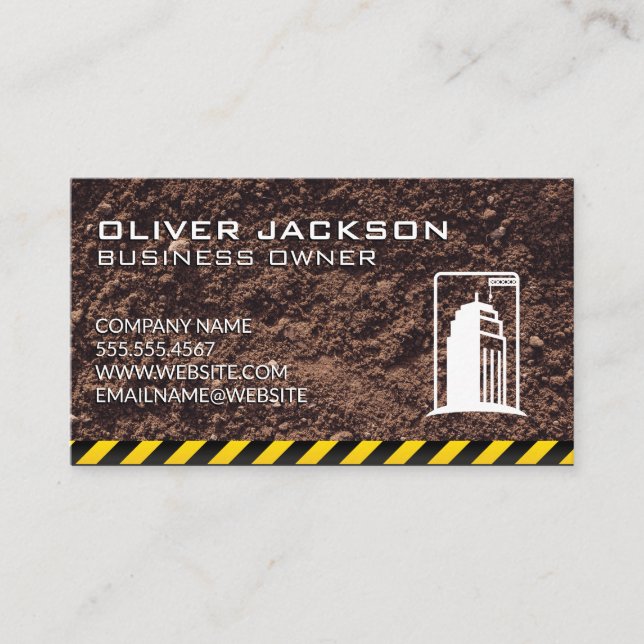 Byggnad Construction | Dirt Construction Zon Visitkort (Framsida)