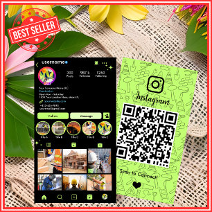 Byggnad Construction Instagram Lime Green QR Visitkort