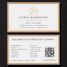 Byggnad Construction White Guld Wood QR-kod Visitkort