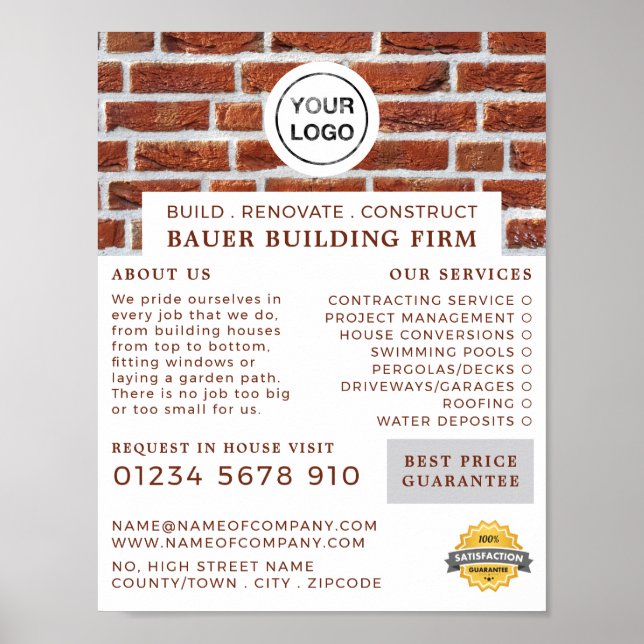 Byggnad, fast Logotyp, byggherrar Poster (Framsidan)