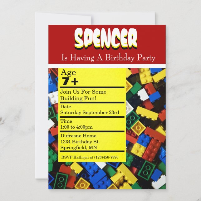 Byggnad Födelsedagsfest inbjudan (Framsida)