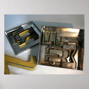 Byggnad Game Metall Brev Typography Poster