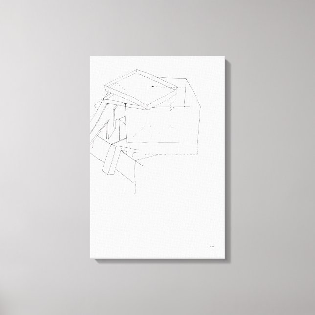 Byggnad Games Brev i rutan Teckning 9 C Canvastryck (Framsida)