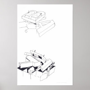 Byggnad Games Teckning 7 med B och A Monogram P Poster