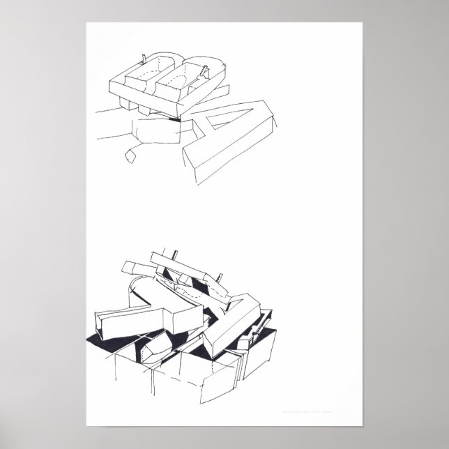 Byggnad Games Teckning 7 med B och A Monogram P Poster (Framsidan)