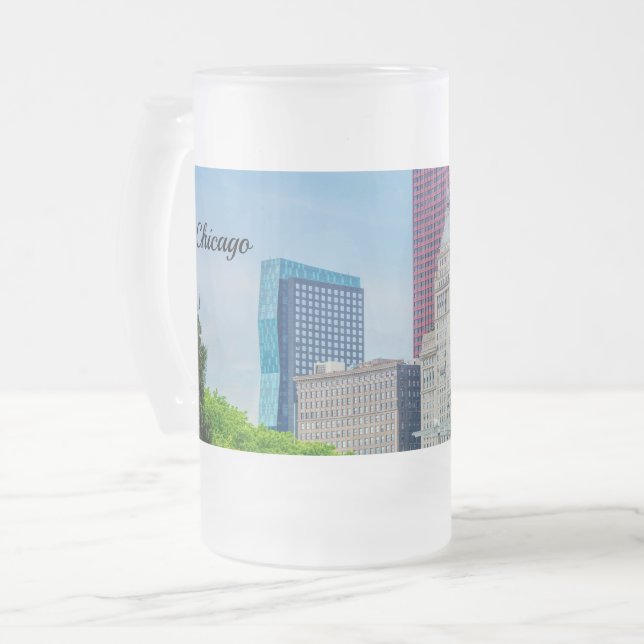 Byggnad i Chicago Frosted Glass Beer Mugg (Framsida vänster)