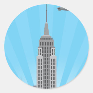 Byggnad i empire state (enkel historia) runt klistermärke